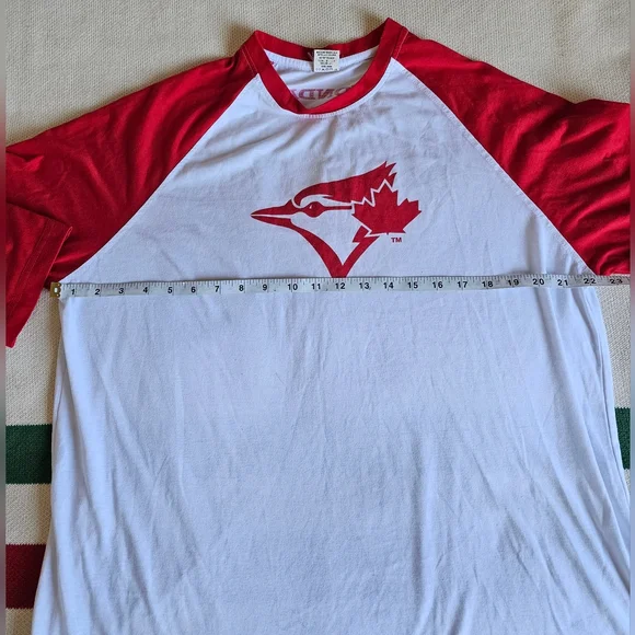 Toronto Blue Jays Red Blue Jays Baseball Raglan Shirt S XL - Picture 5 of 11
